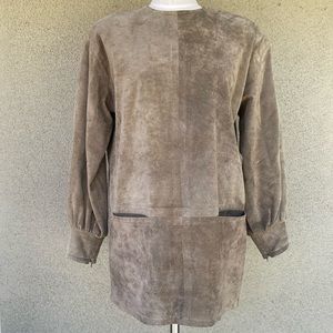 Carolyne Roehm 80s vintage suede mini dress
